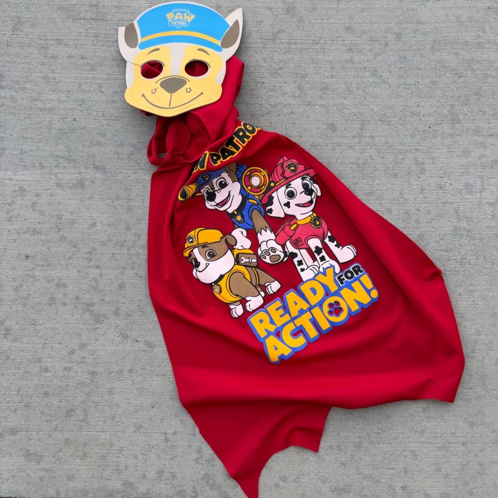 Paw Patrol Chase Mask and Cape Set Red Hooded Costume Ready For Action Kids